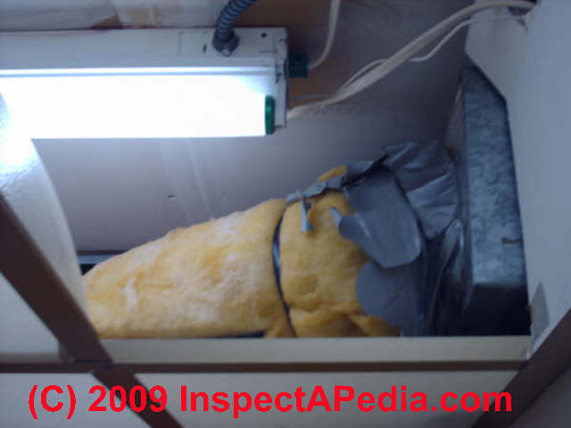 Photograph of Owl gray fiberglass-insulated air conditioning duct work in a Kings Point, Delray, Florida attic - thanks to Eric Van Der Ven