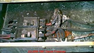 Photograph of Heater circuit burnup, FPE breaker failed to trip