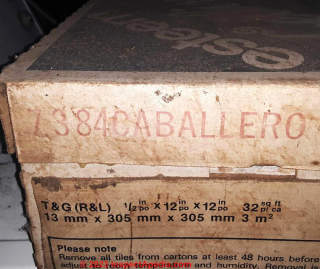 Exxon Chemicals Esteem Ceiling Tiles. Z384 Caballero 34562 E.D. (C) InspectApedia.com RindalNicole