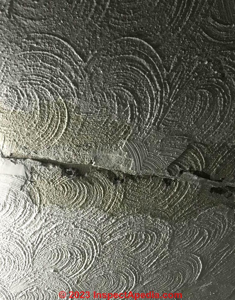 popcorn ceiling troweled pattern (C) InspectApedia.com J
