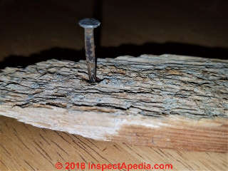 According lath nails, machine made help date this structure (C) InspectApedia.com Preston