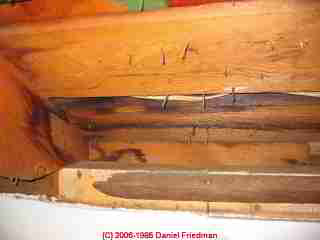 attic stains from ice dams at eaves