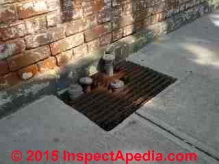 UST oil tank filler and vent pipes at or below ground (C) Daniel Friedman FDR estate Hyde Park NY
