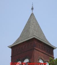Pyramid roof, 6-sided, varied, steep slope (C) Daniel Friedman at InspectApedia.com