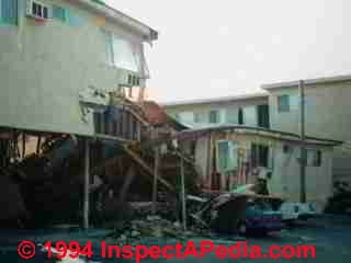 Earthquake damage photograph © Daniel Friedman at InspectApedia.com