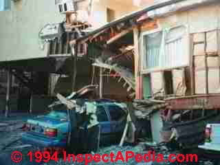 Earthquake damage photograph © Daniel Friedman at InspectApedia.com