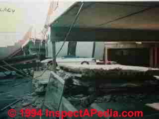 Earthquake damage photograph © Daniel Friedman at InspectApedia.com