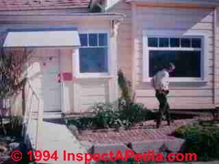 Daniel Friedman inspecting earthquake damage outside of Los Angeles 1994 © Daniel Friedman at InspectApedia.com